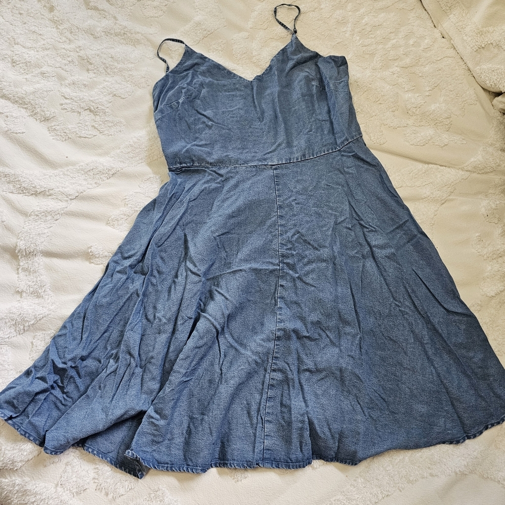 GAP Blue Denim Mini Dress with Spaghetti Straps